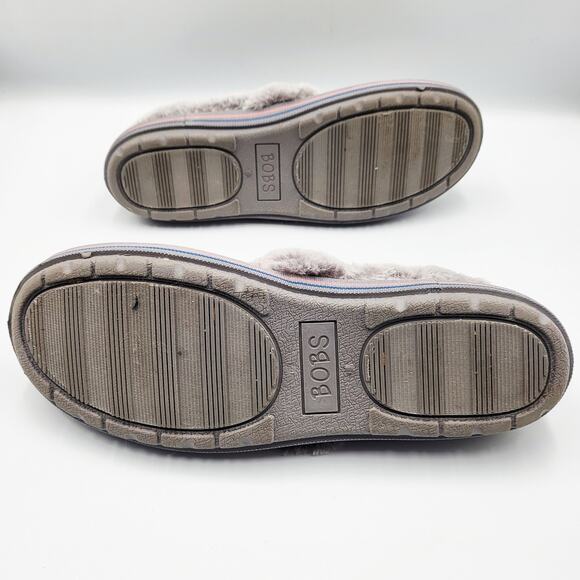 BOBS from Skechers Gray For Dogs Too Cozy Slippers Faux Fur Lining Women's Sz 10 - Picture 8 of 10